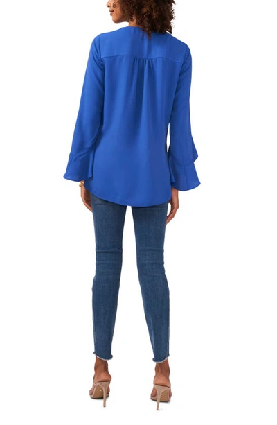 Vince Camuto Womens Chiffon V-neck Blouse In Deep Blue