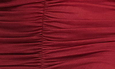 Asos Design Curve Cut Out Lace Up Ruched Mesh Midi Dress In Plum-multi In Red