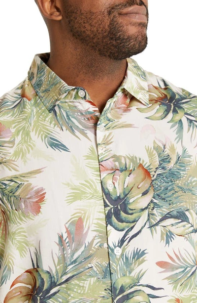 Shop Johnny Bigg Sutton Leaf Print Short Sleeve Button-up Shirt In Fern