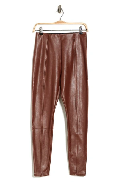 Shop Afrm Talise Faux Leather Leggings In Chocolate