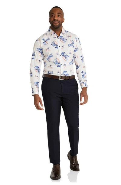 Shop Johnny Bigg William Regular Fit Floral Stretch Cotton Button-up Shirt In White/ Pink/ Blue
