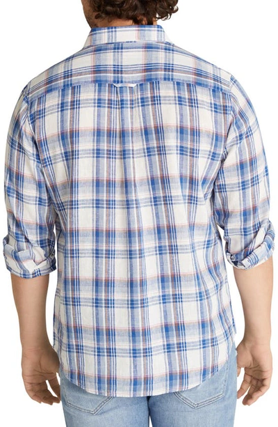 Shop Johnny Bigg Eden Plaid Linen & Cotton Button-up Shirt In Blue
