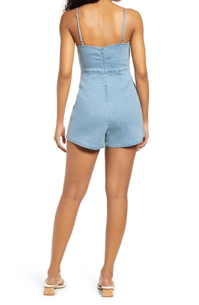 Lulus Chambray Skirted Romper In Light Wash