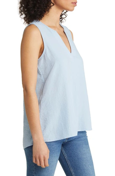 Bobeau Rudy Inverted Pleat Sleeveless Blouse In Cashmere Blue