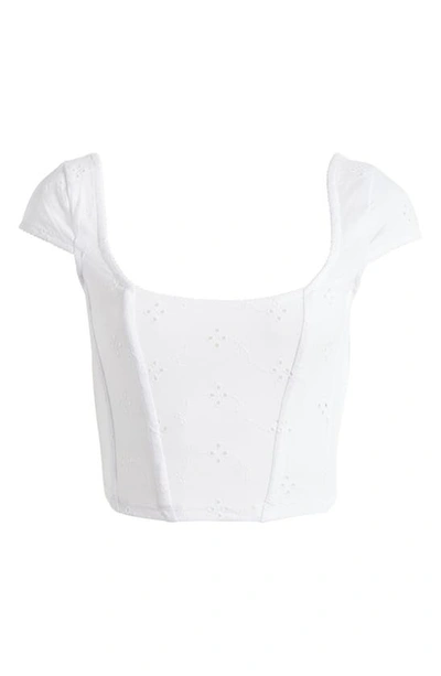 Shop Asos Design Broderie Anglaise Cotton Corset Top In White