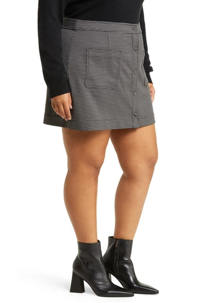 Treasure & Bond Houndstooth Button Front Miniskirt In Grey Mini Houndstooth