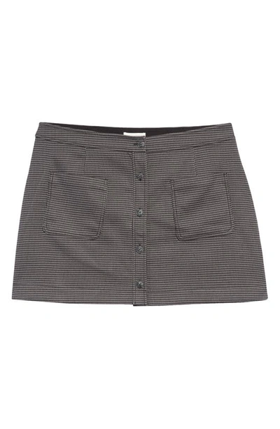 Treasure & Bond Houndstooth Button Front Miniskirt In Grey Mini Houndstooth
