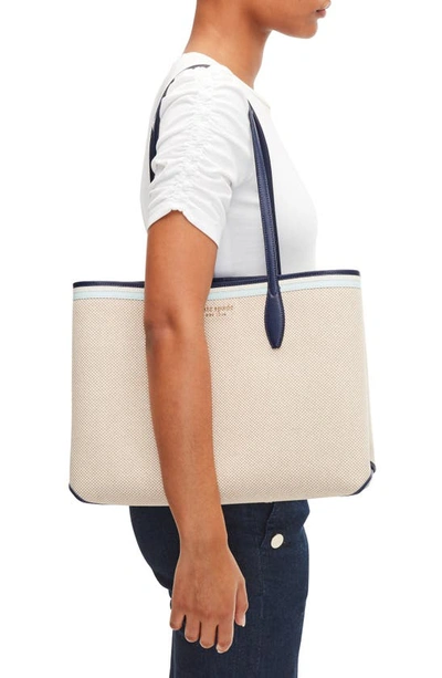 Kate Spade All Day Large Rattan Tote In Blue Multi