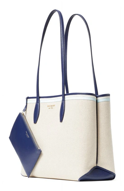 Kate Spade All Day Large Rattan Tote In Blue Multi