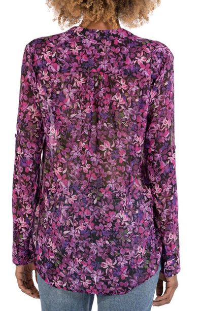 Shop Kut From The Kloth Jasmine Chiffon Button-up Shirt In Villandry Black/ Plum