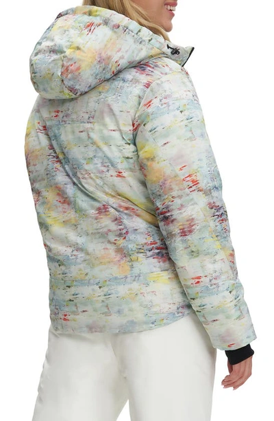 Noize Astrella Water Resistant Hooded Ski Puffer Jacket In Sea Surf Aop