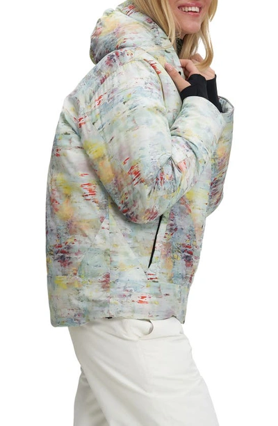 Noize Astrella Water Resistant Hooded Ski Puffer Jacket In Sea Surf Aop