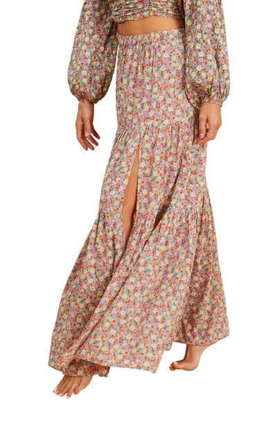 Billabong X Salty Blonde Free Love Maxi Skirt In Ditsy Floral Print - Part Of A Set-multi In Multi