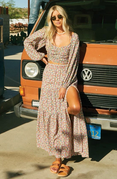 Billabong X Salty Blonde Free Love Maxi Skirt In Ditsy Floral Print - Part Of A Set-multi In Multi