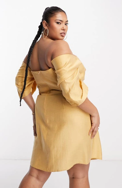 Asos Design Curve Off The Shoulder Dress In Stone
