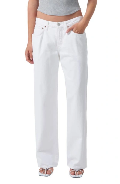 Shop Agolde Fusion Low Rise Relaxed Straight Leg Organic Cotton Jeans In Milkshake