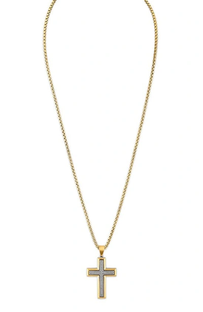 Shop Esquire Diamond Cross Pendant Necklace In Two Tone