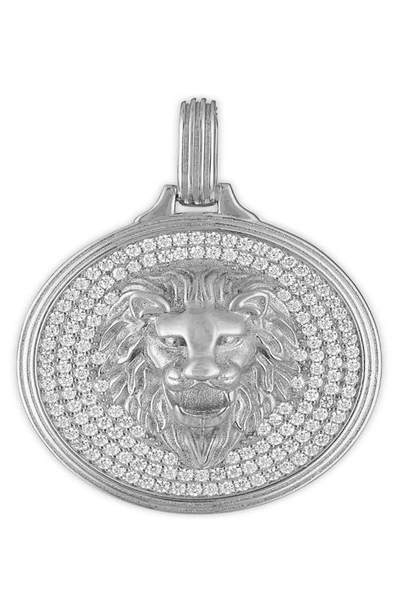 Shop Esquire Cubic Zirconia Lion Head Pendant In Silver