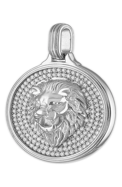 Shop Esquire Cubic Zirconia Lion Head Pendant In Silver