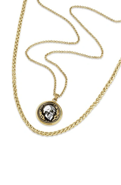 Shop Esquire Set Of 2 Skull Pendant & Chain Necklaces In Gold