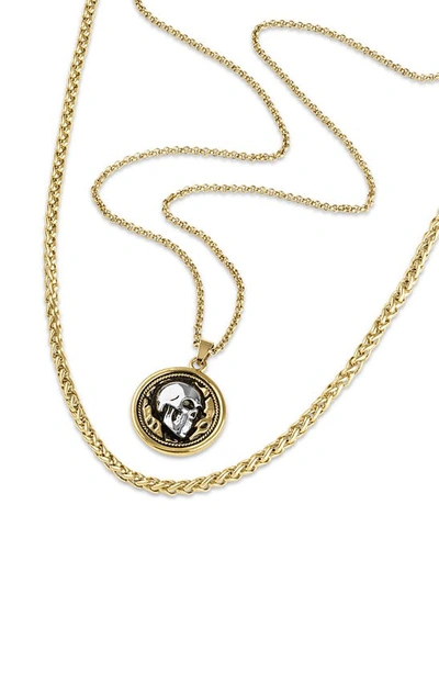 Esquire Set Of 2 Skull Pendant & Chain Necklaces In Gold