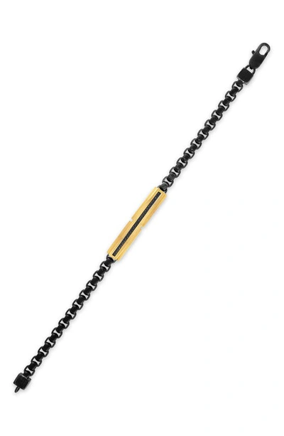 Shop Esquire Black Diamond Id Bracelet In Gold