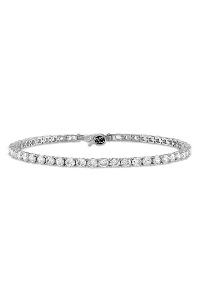 Esquire Rhodium Plated Silver Cubic Zirconia Tennis Bracelet In Silver