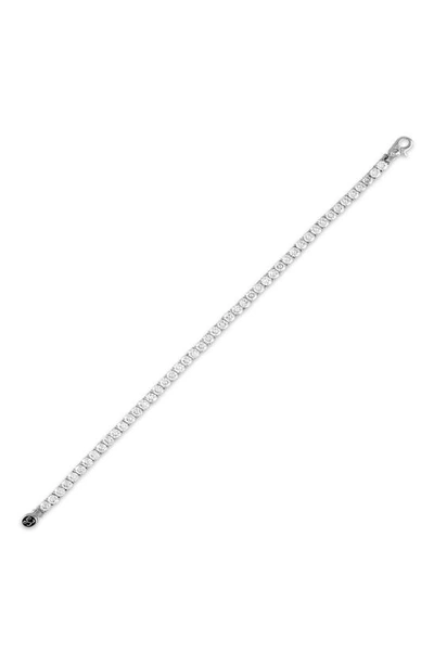Esquire Rhodium Plated Silver Cubic Zirconia Tennis Bracelet In Silver