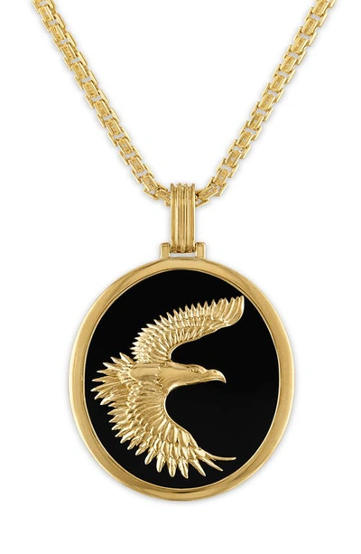 Shop Esquire Eagle Onyx Pendant Necklace In Silver