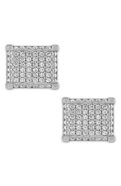 Shop Esquire Pavé Cubic Zirconia Square Stud Earrings In Silver