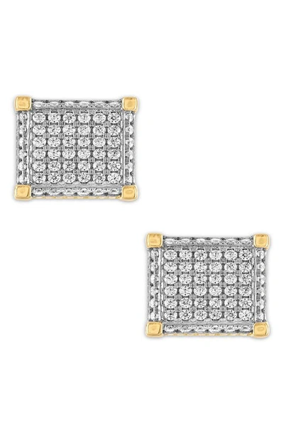 Shop Esquire Pavé Cubic Zirconia Square Stud Earrings In Two Tone