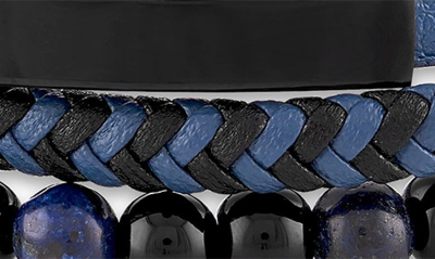 Shop Esquire Onyx Beaded Braided Leather Bracelet In Blue