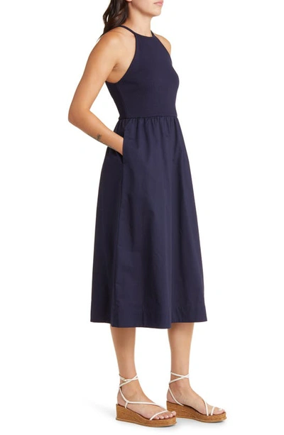 Boden Rib Cotton Halter Neck Dress In Navy