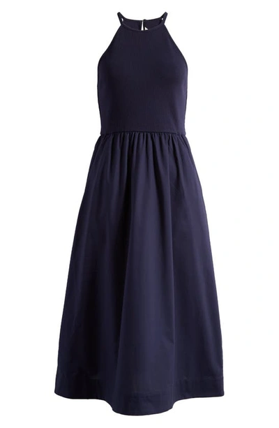 Boden Rib Cotton Halter Neck Dress In Navy