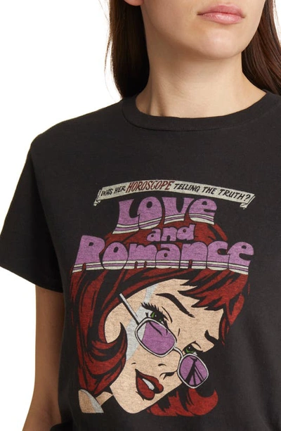Re/done Graphic Print T-shirt Romance In Washed Black