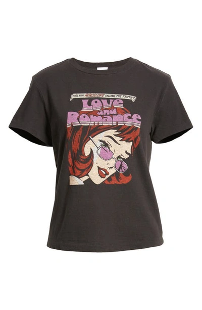 Re/done Graphic Print T-shirt Romance In Washed Black