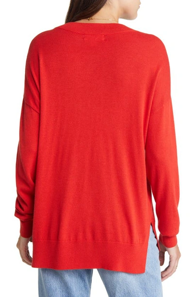 Treasure & Bond V-neck Sweater In Red Polish