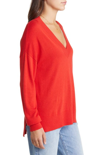 Treasure & Bond V-neck Sweater In Red Polish