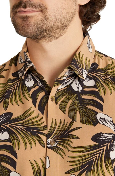 Shop Johnny Bigg Norfolk Tropical Print Short Sleeve Button-up Shirt In Amber