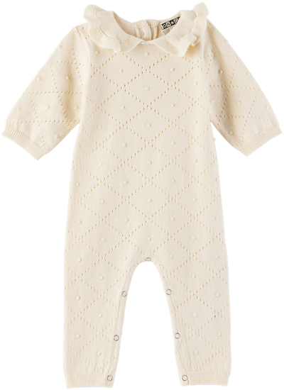 Shop Bonton Baby Off-white Ruffled Jumpsuit In Creme