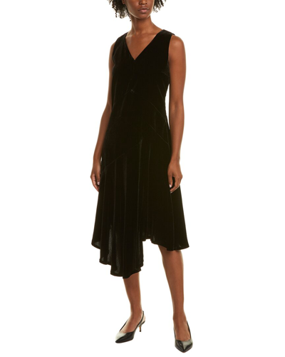 Shop Lafayette 148 New York Ashlena Silk-blend Midi Dress In Black