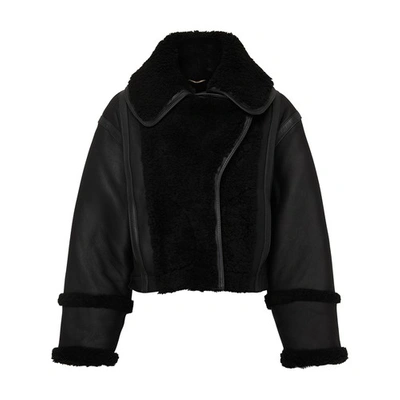 Shop Victoria Beckham Shearling Jacket In Black_black