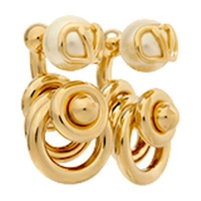 Shop Valentino Vlogo Signature Pearl Earrings In Oro_18_cream