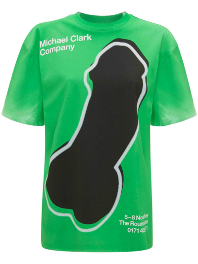 Shop Jw Anderson X Michael Clark Green Cotton T-shirt