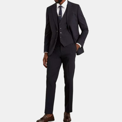 Shop Burton Mens Essential Plain Slim Suit Trousers In Blue