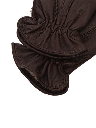 Shop Orciani Leather Gloves In Brown