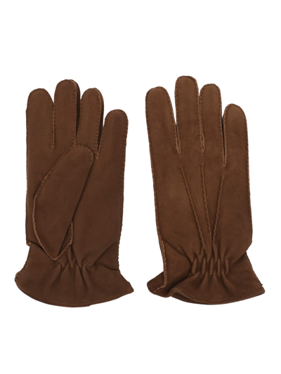Shop Orciani Suede Gloves In Brown
