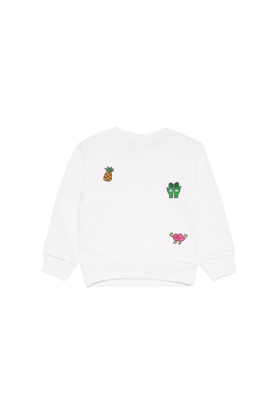 Shop Dsquared2 D2s758b Sweat-shirt Dsquared Cotton Crew-neck Sweatshirt With Colorful Mini Symbols In White