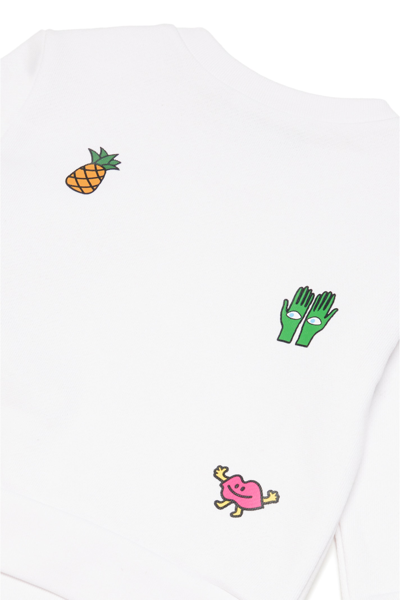 Shop Dsquared2 D2s758b Sweat-shirt Dsquared Cotton Crew-neck Sweatshirt With Colorful Mini Symbols In White