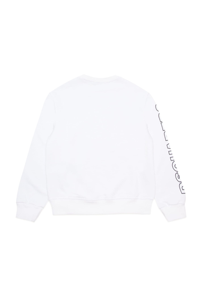 Shop Dsquared2 D2s721u Relax Sweat-shirt Dsquared Crew-neck, Long-sleeved, Cotton Sweatshirt With Elastic On Neck,  In White